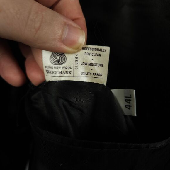 Hart Schaffner Marx Mens 44L Black Pinstripe Wool 3-Button Sports Coat Blazer - Picture 5 of 9